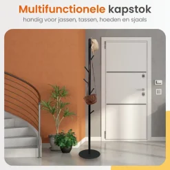Kapstokken-Goliving Kapstok Staand - 8 Haken - Garderoberek - Kapstokken - Kapstokhaak