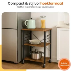 Goliving Keukentrolley - Keukenkast - Keukenrek - Keuken Organizer - Bruin