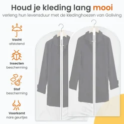 Goliving Kledinghoezen - 10 stuks - Kledinghoes - Kledingzak met Rits