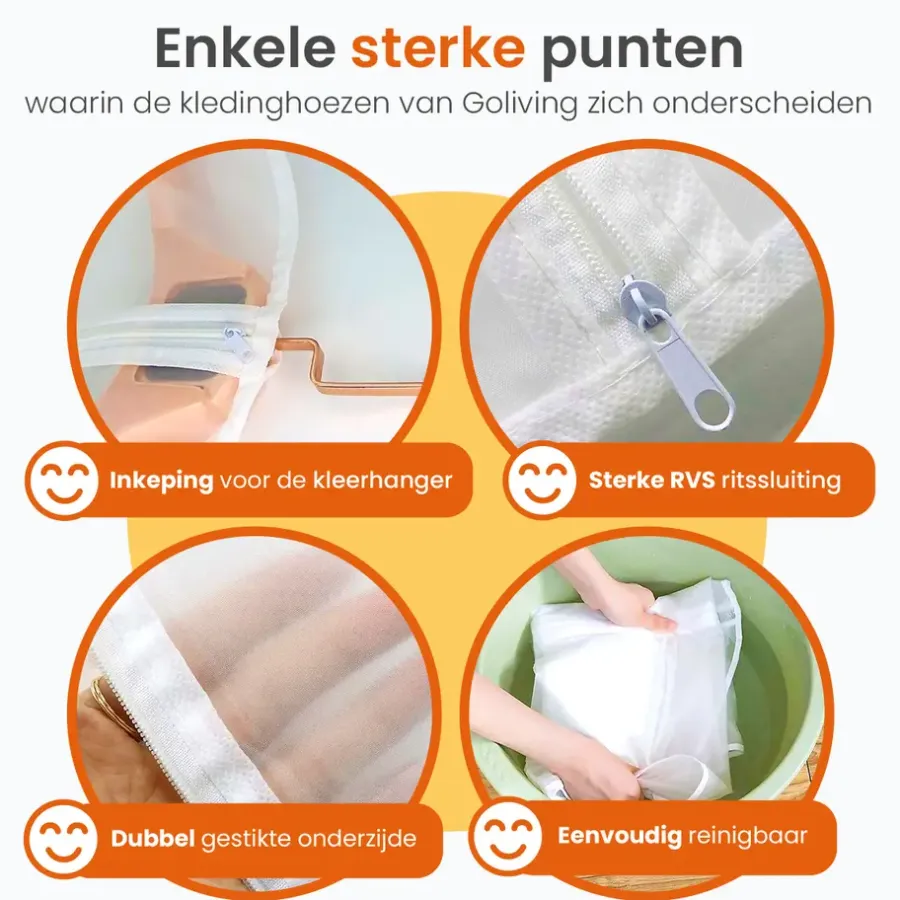Goliving Kledinghoezen - 10 stuks - Kledinghoes - Kledingzak met Rits