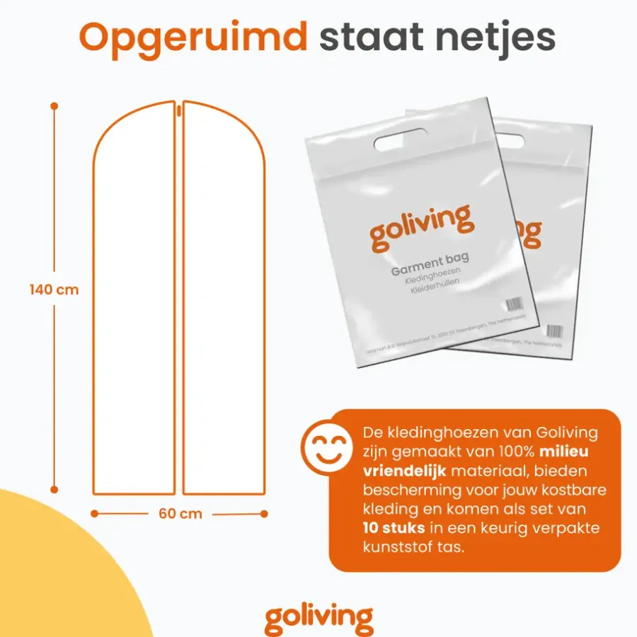 Goliving Kledinghoezen - 10 stuks - Kledinghoes - Kledingzak met Rits
