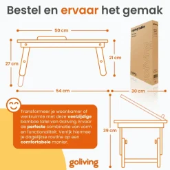 Dienbladen-Goliving Laptoptafel - Uitklapbaar 39 cm - Ergonomisch - Laptopstandaard
