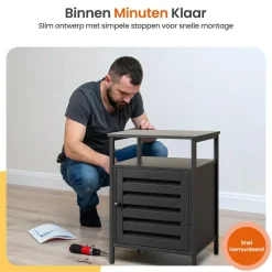 Goliving Nachtkastje - 40 x 40 x 60 cm - Opbergkastje - Bijzettafel - Zwart