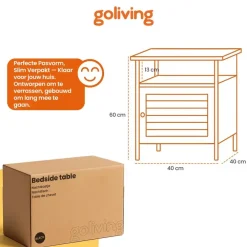 Goliving Nachtkastje - 40 x 40 x 60 cm - Opbergkastje - Bijzettafel - Zwart