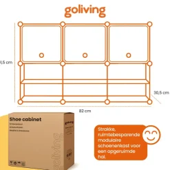 Schoenenkasten-Goliving Opvouwbare Opbergkast - 24 Paar - 92 x 82 cm - Schoenenkast - Zwart