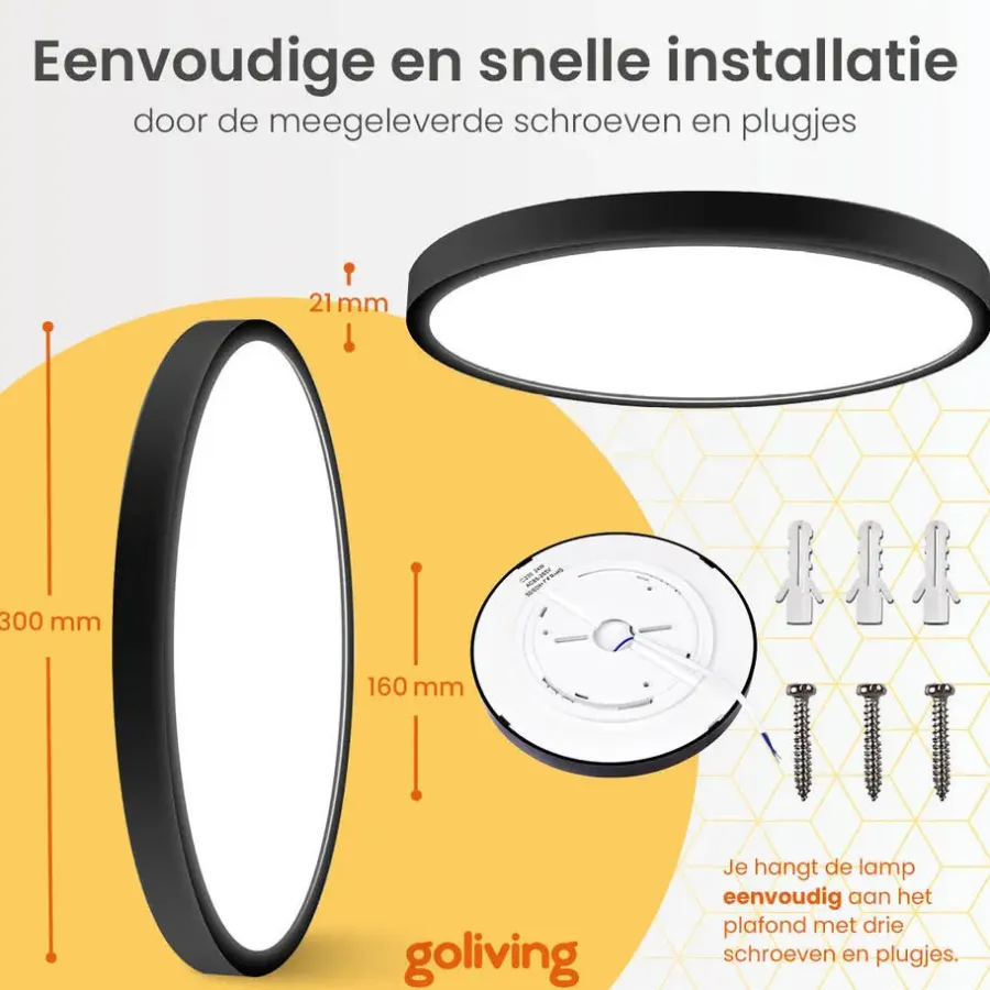 Plafondlampen-Goliving Plafondlamp - Plafonnière - LED - Ø30cm - Wit
