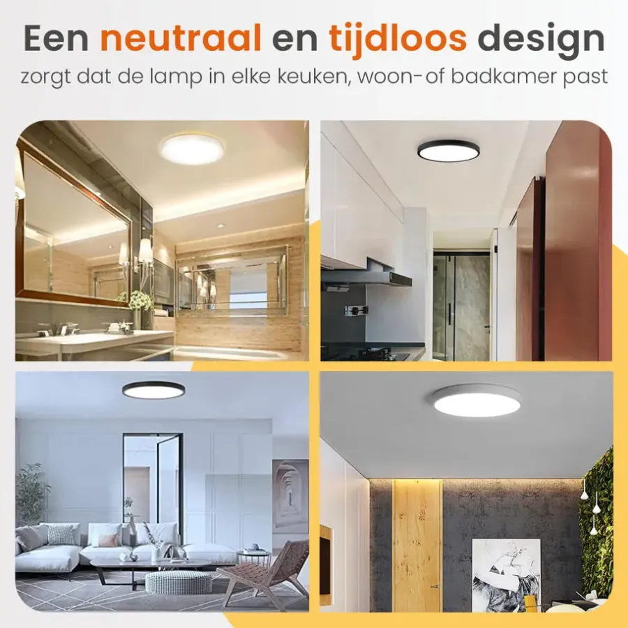 Goliving Plafondlamp - Plafonnière - LED - 30x30x2.1 cm - Zwart