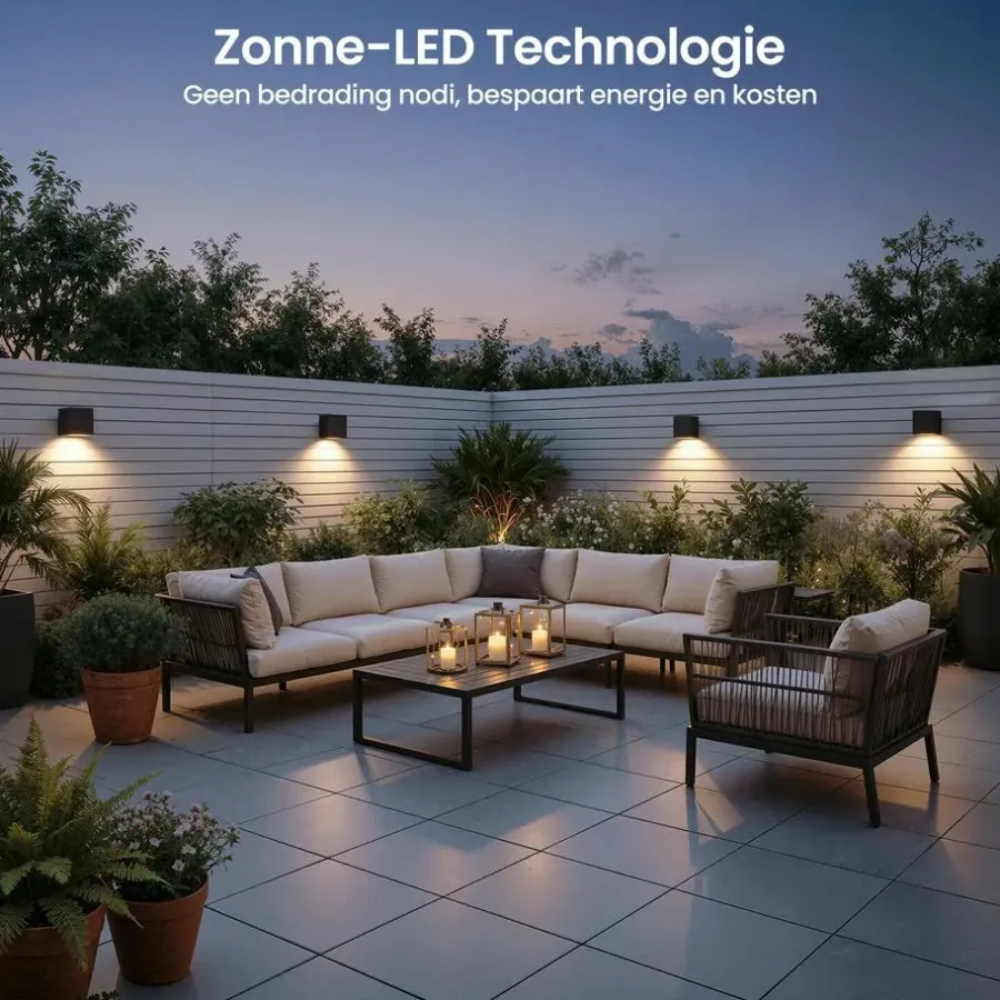 Wandlampen-Goliving Solar Kubus Wandlamp - Solar Tuinverlichting - Zwart