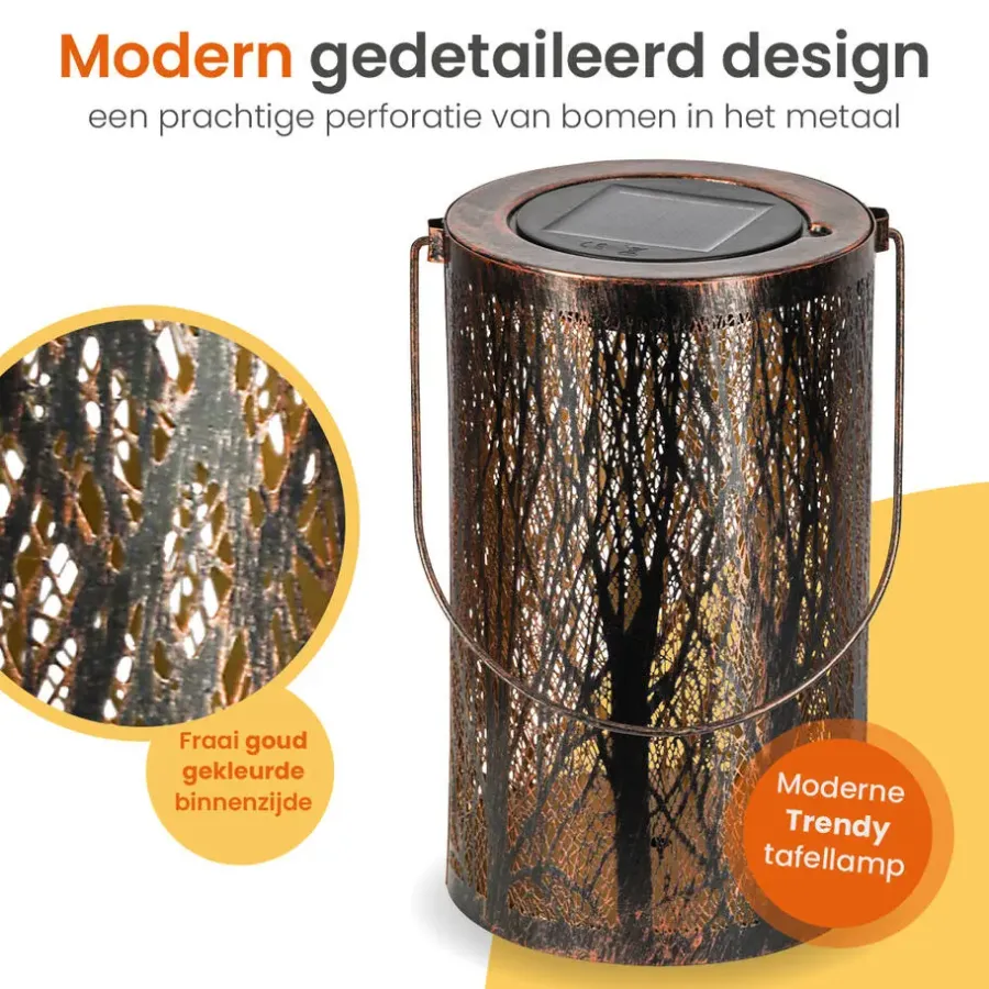 Kandelaars En Windlichten-Goliving Solar Tafellamp Oasis - 2 Stuks - LED Buitenverlichting Zonne-energie