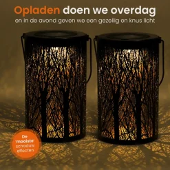 Kandelaars En Windlichten-Goliving Solar Tafellamp Oasis - 2 Stuks - LED Buitenverlichting Zonne-energie