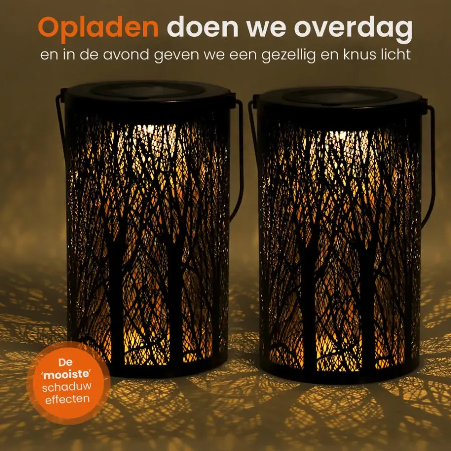 Kandelaars En Windlichten-Goliving Solar Tafellamp Oasis - 2 Stuks - LED Buitenverlichting Zonne-energie