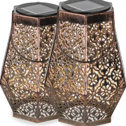 Kandelaars En Windlichten-Goliving Solar Tafellamp Glow – 2 Stuks – LED Buitenverlichting - Zonne-energie