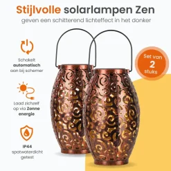 Kandelaars En Windlichten-Goliving Solar Tafellamp Zen – 2 Stuks – LED Buitenverlichting - Zonne-energie