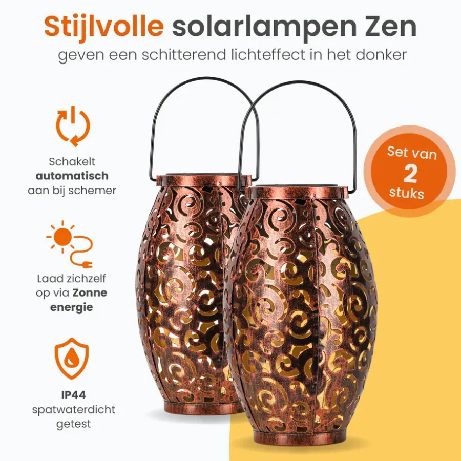 Kandelaars En Windlichten-Goliving Solar Tafellamp Zen – 2 Stuks – LED Buitenverlichting - Zonne-energie