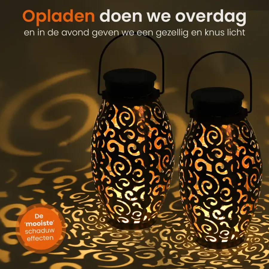 Kandelaars En Windlichten-Goliving Solar Tafellamp Zen – 2 Stuks – LED Buitenverlichting - Zonne-energie