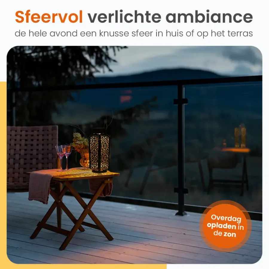 Kandelaars En Windlichten-Goliving Solar Tafellamp Spark – 2 Stuks – LED Buitenverlichting Zonne-energie