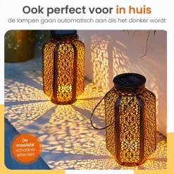 Kandelaars En Windlichten-Goliving Solar Tafellamp Spark – 2 Stuks – LED Buitenverlichting Zonne-energie