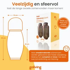 Kandelaars En Windlichten-Goliving Solar Tafellamp Spark – 2 Stuks – LED Buitenverlichting Zonne-energie