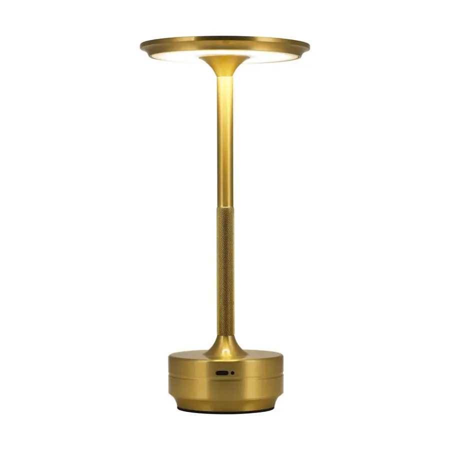 Tafellampen-Goliving Tafellamp Op Accu - Oplaadbaar en Dimbaar - Hoogte 27 cm - Goud