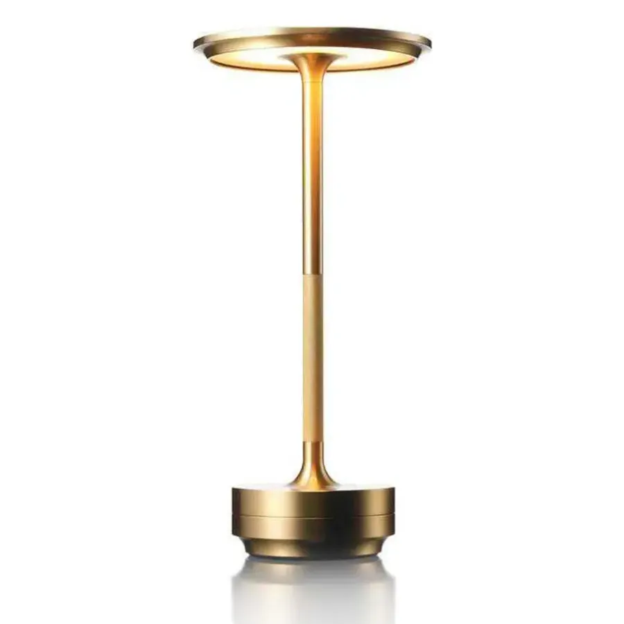 Tafellampen-Goliving Tafellamp Op Accu - Oplaadbaar en Dimbaar - Hoogte 27 cm - Goud