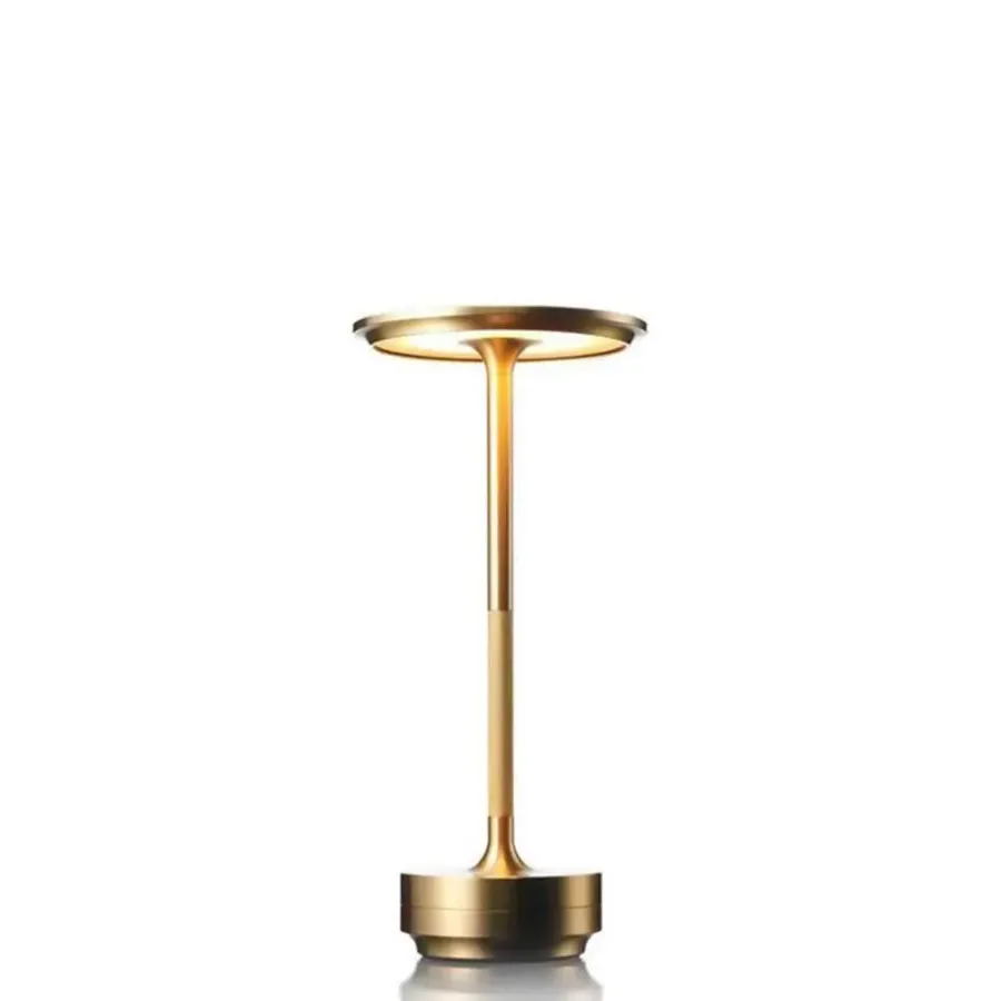 Tafellampen-Goliving Tafellamp Op Accu - Oplaadbaar en Dimbaar - Hoogte 27 cm - Goud