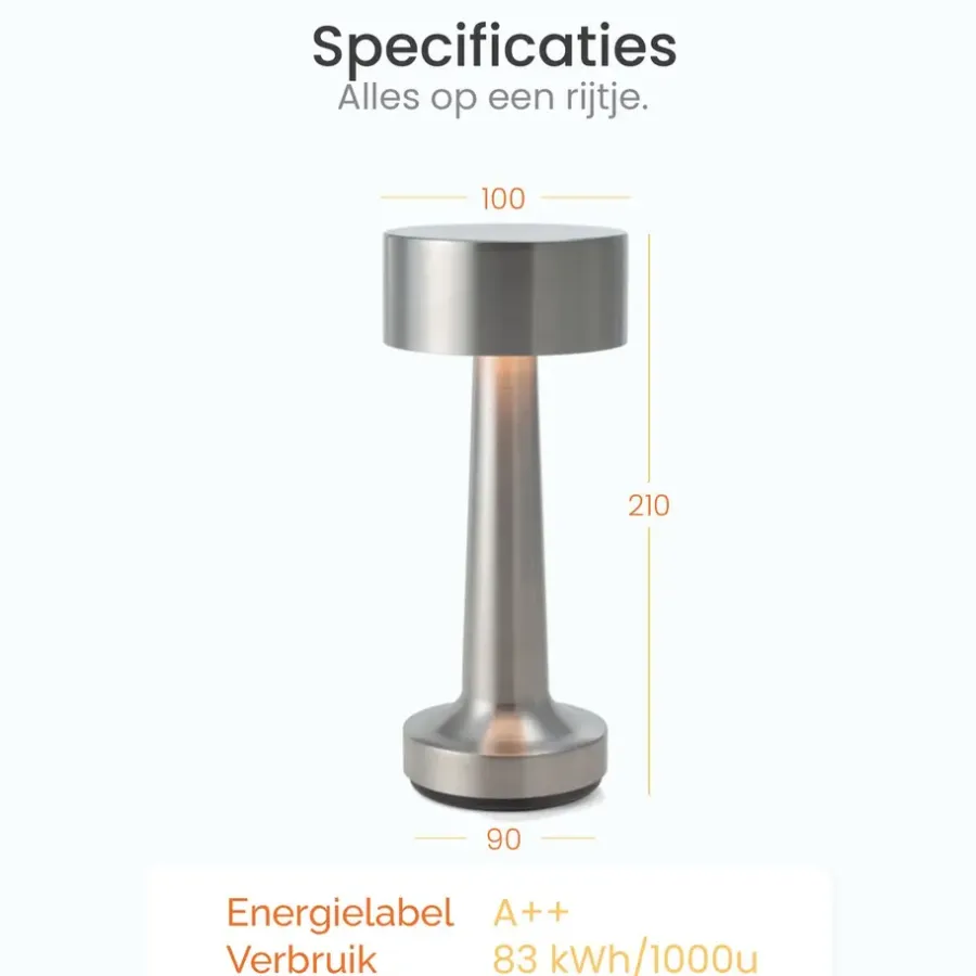 Goliving Tafellamp Oplaadbaar – Draadloos en dimbaar – Moderne touch lamp