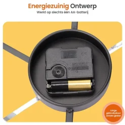 Klokken-Goliving Wandklok Industrieel - Stil uurwerk - Metaal - Ø 40 cm - Zwart