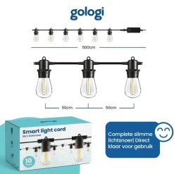 Gologi lichtsnoer buiten en binnen - Lichtslinger 5M - Tuinverlichting LED