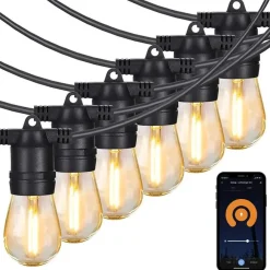 Buitenverlichting|Lichtsnoeren-Gologi lichtsnoer buiten en binnen - Lichtslinger 15M - Tuinverlichting LED