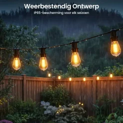Buitenverlichting|Lichtsnoeren-Gologi lichtsnoer buiten en binnen - Lichtslinger 15M - Tuinverlichting LED