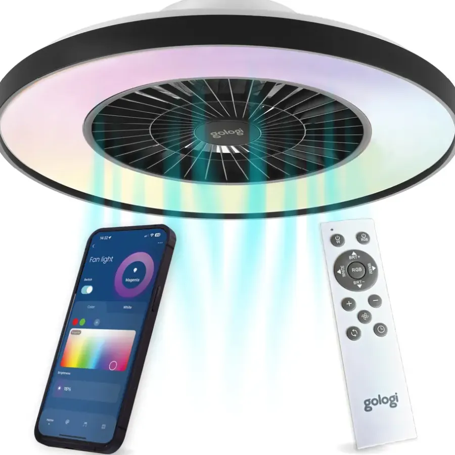 Plafondlampen-Gologi Plafondventilator met Verlichting - Ø60 cm - LED RGBW - 6 Standen