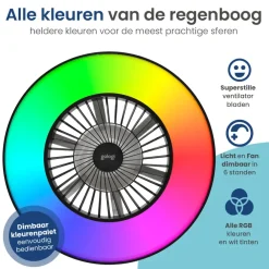 Plafondlampen-Gologi Plafondventilator met Verlichting - Ø60 cm - LED RGBW - 6 Standen