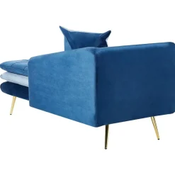 Beliani GONESSE - Chaise longue - Blauw - Fluweel