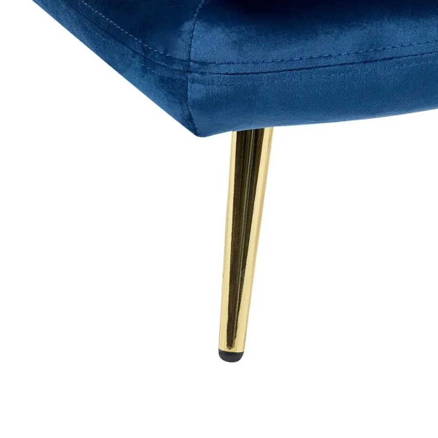 Beliani GONESSE - Chaise longue - Blauw - Fluweel