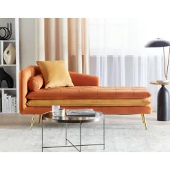 Loveseats-Beliani GONESSE - Chaise longue - Oranje - Fluweel
