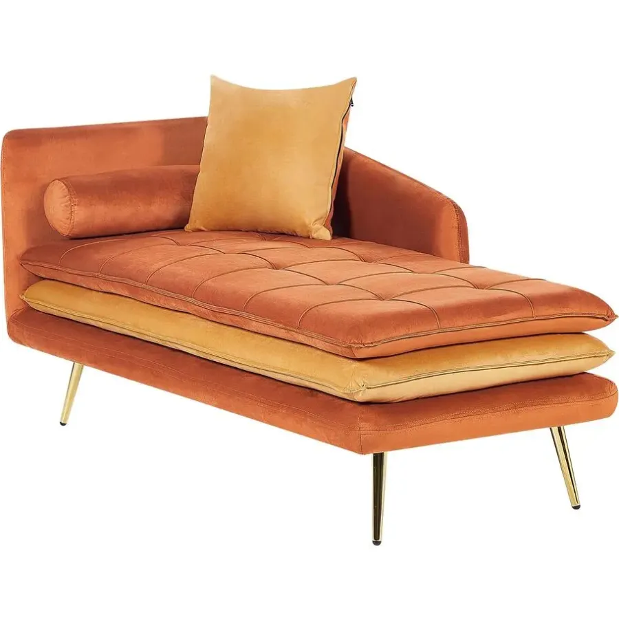 Loveseats-Beliani GONESSE - Chaise longue - Oranje - Fluweel