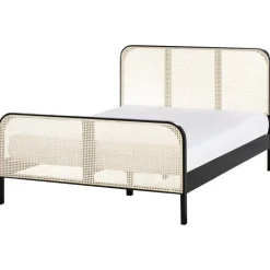 Twijfelaars-Beliani GONFARON - Tweepersoonsbed - Zwart - 140 x 200 cm - Dennenhout