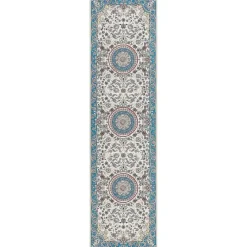 Beliani GORDES - Loper tapijt - Beige/Blauw - 80 x 300 cm - Polyester