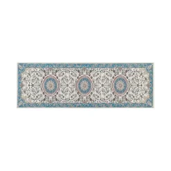 Tapijtlopers En Keukenlopers-Beliani GORDES - Loper tapijt - Beige/Blauw - 80 x 240 cm - Polyester