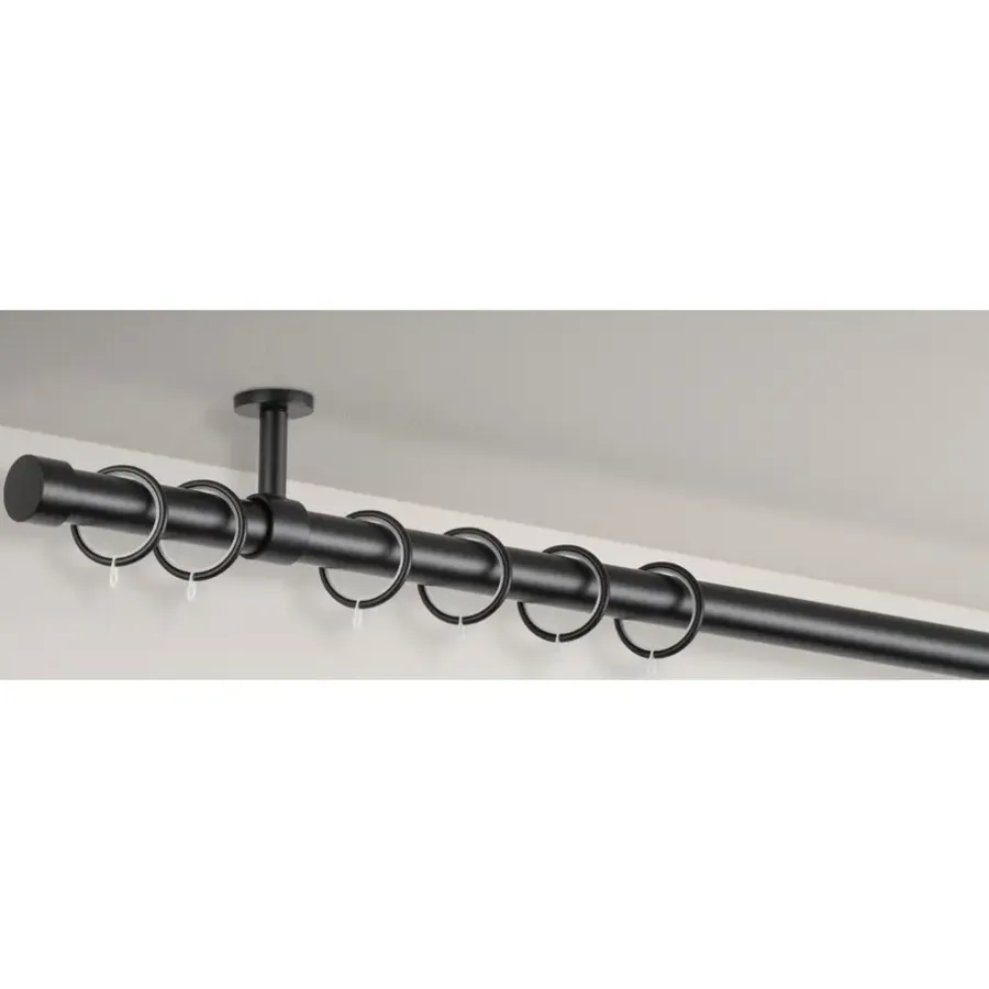 Gordijnroedes-Leen Bakker Gordijnroede 120cm - zwart metaal - Ø28mm (1209050)