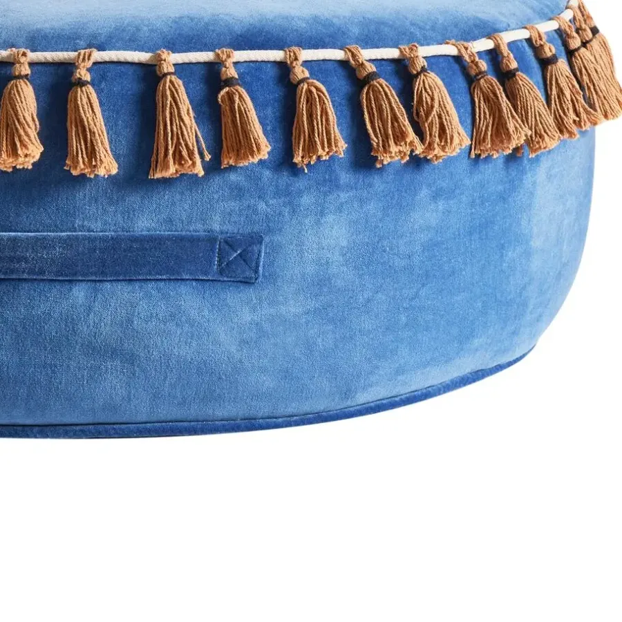 Leen Bakker GOTHA - Poef - Blauw - Fluweel