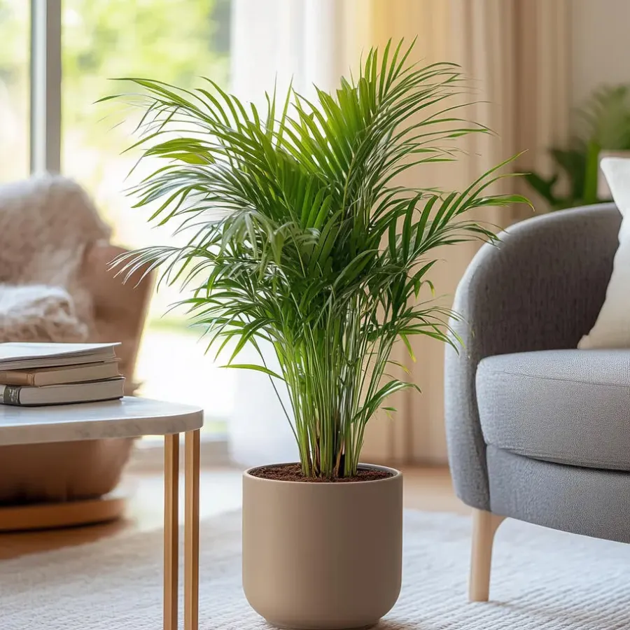 Kamerplanten-Plant in a Box Goudpalm met voeding - Set van 2 - Dypsis lutescens - Hoogte 60-70cm - ⌀17cm