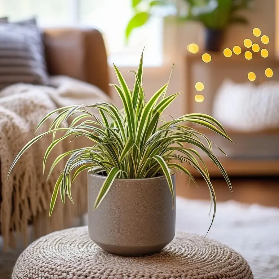 Plant in a Box Graslelie - Chlorophytum comosum 'Atlantic' - Hoogte 25-40cm - ⌀12cm