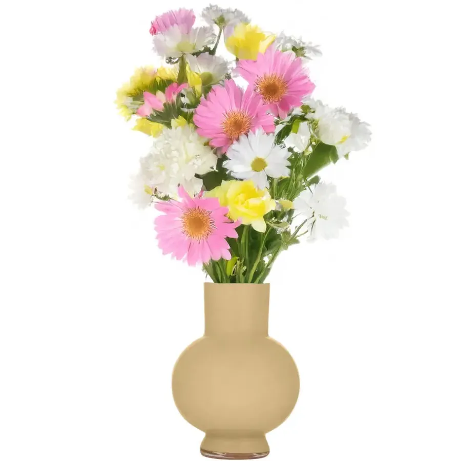 Hakbijl Glass Bloemenvaas Deborah - Beige - glas - D20 x H 26 cm