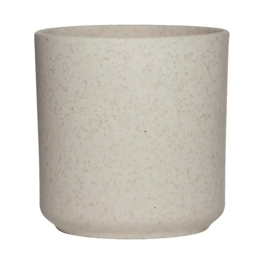 Hakbijl Glass Hakbijl Plantenpot/bloempot Cindy - wit - keramiek - D15xH15 cm