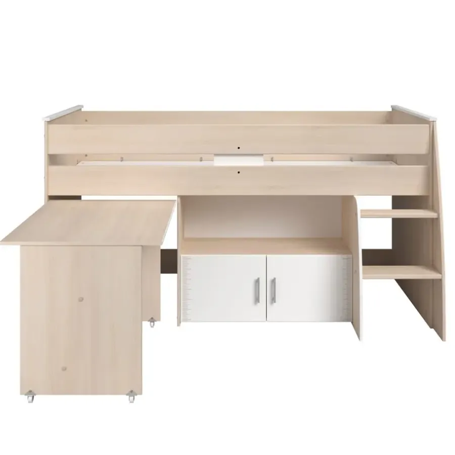 Kinderbedden-Leen Bakker Halfhoogslaper Charly - acaciakleur - 110x113,8x206,3 cm