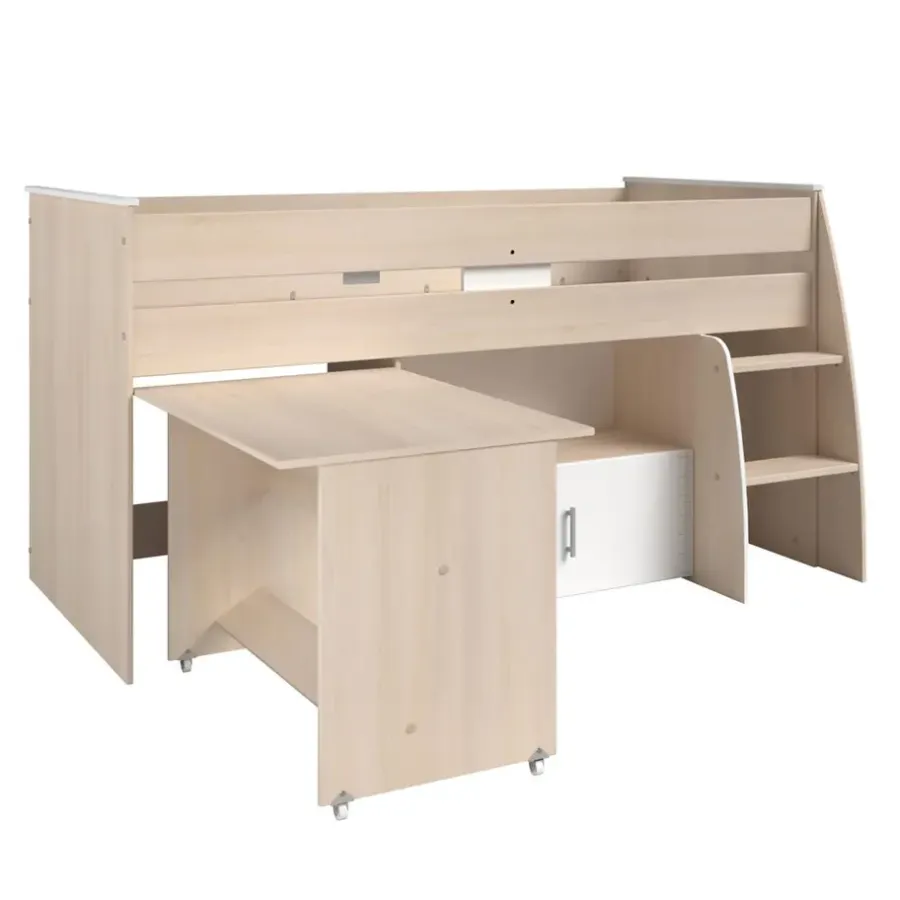 Kinderbedden-Leen Bakker Halfhoogslaper Charly - acaciakleur - 110x113,8x206,3 cm