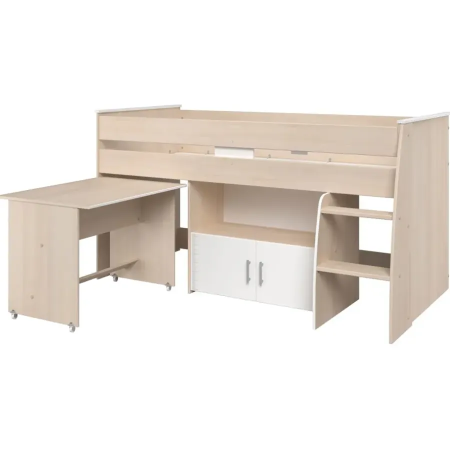 Kinderbedden-Leen Bakker Halfhoogslaper Charly - acaciakleur - 110x113,8x206,3 cm