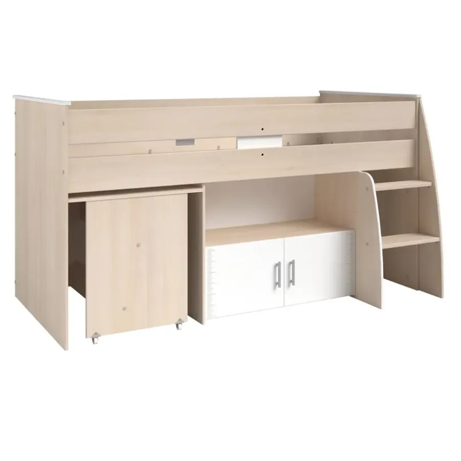 Kinderbedden-Leen Bakker Halfhoogslaper Charly - acaciakleur - 110x113,8x206,3 cm