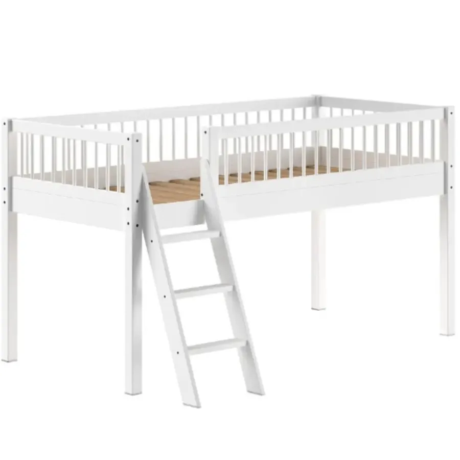 Kinderbedden-Vipack Halfhoogslaper Forrest 90x200cm - massief beukenhout - wit